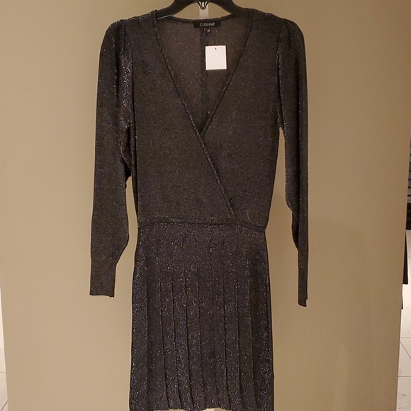 Cushnie $1,195 Metallic Pleated Blouson Knit Dress - Picture 5 of 7